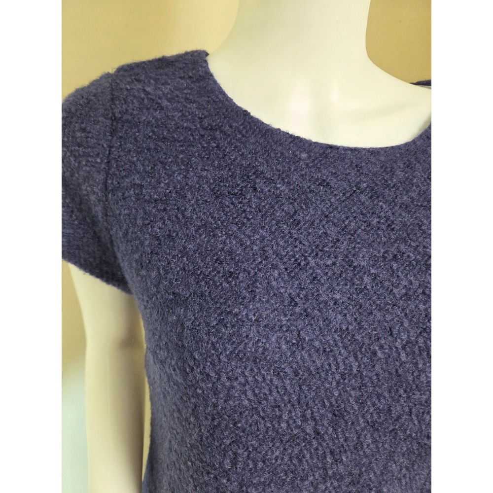 Sail to Sable Navy Blue Wool Blend Boucle Embroidered Shift Dress Size 8 - Picture 2 of 11